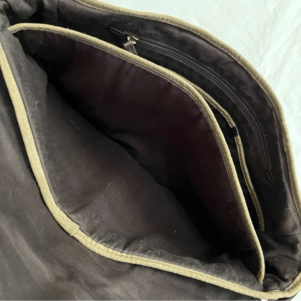 Fossil Olive Canvas Messenger with Dark Brown Leather Trim